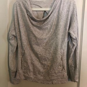Alo Yoga Heather Grey Open Back Pullover